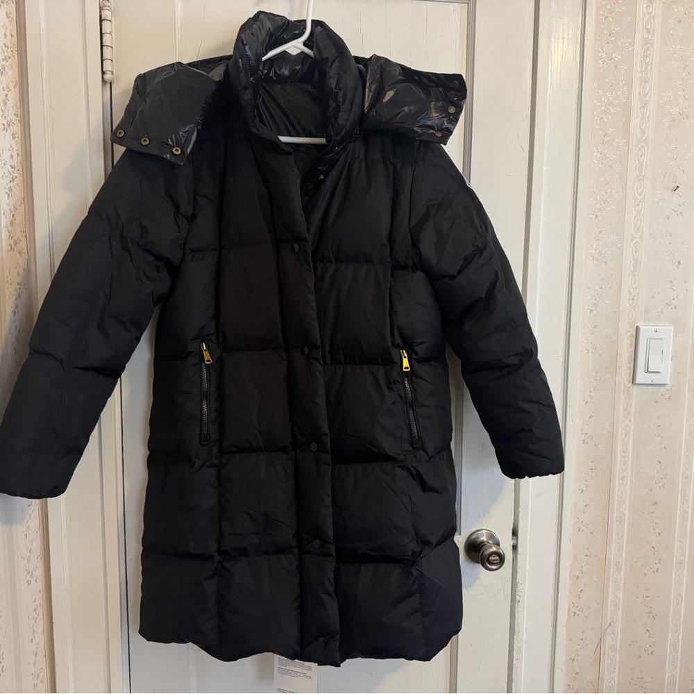 Black Long Goose down coat women brand new